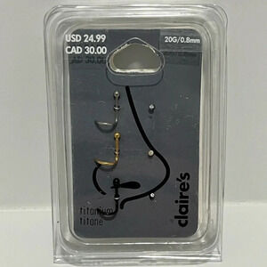 Claire’s Titanium Nose rings 20 gauge studs 0.8 mm rhinestone silver gold black